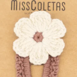 Clip crochet flor rosa mauve