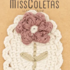 Clip crochet flor vintage mauve