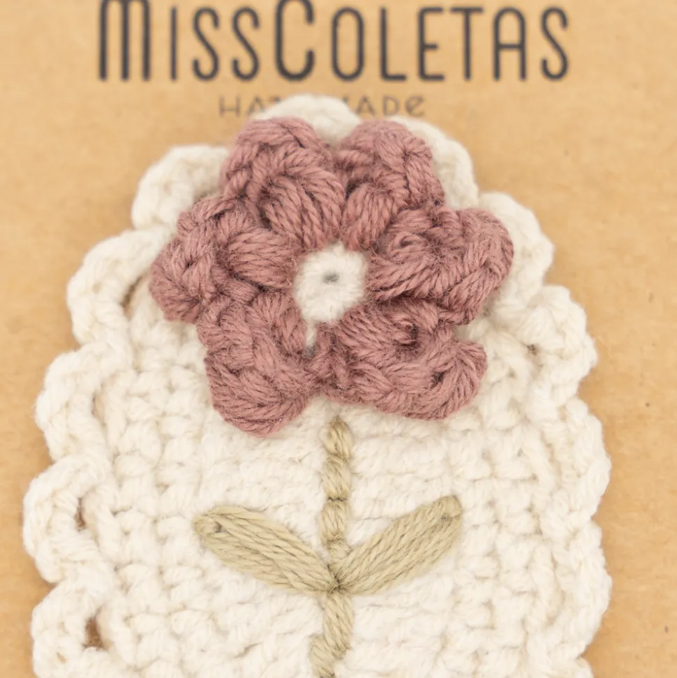 Clip crochet flor vintage mauve