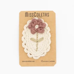 Clip crochet flor vintage mauve