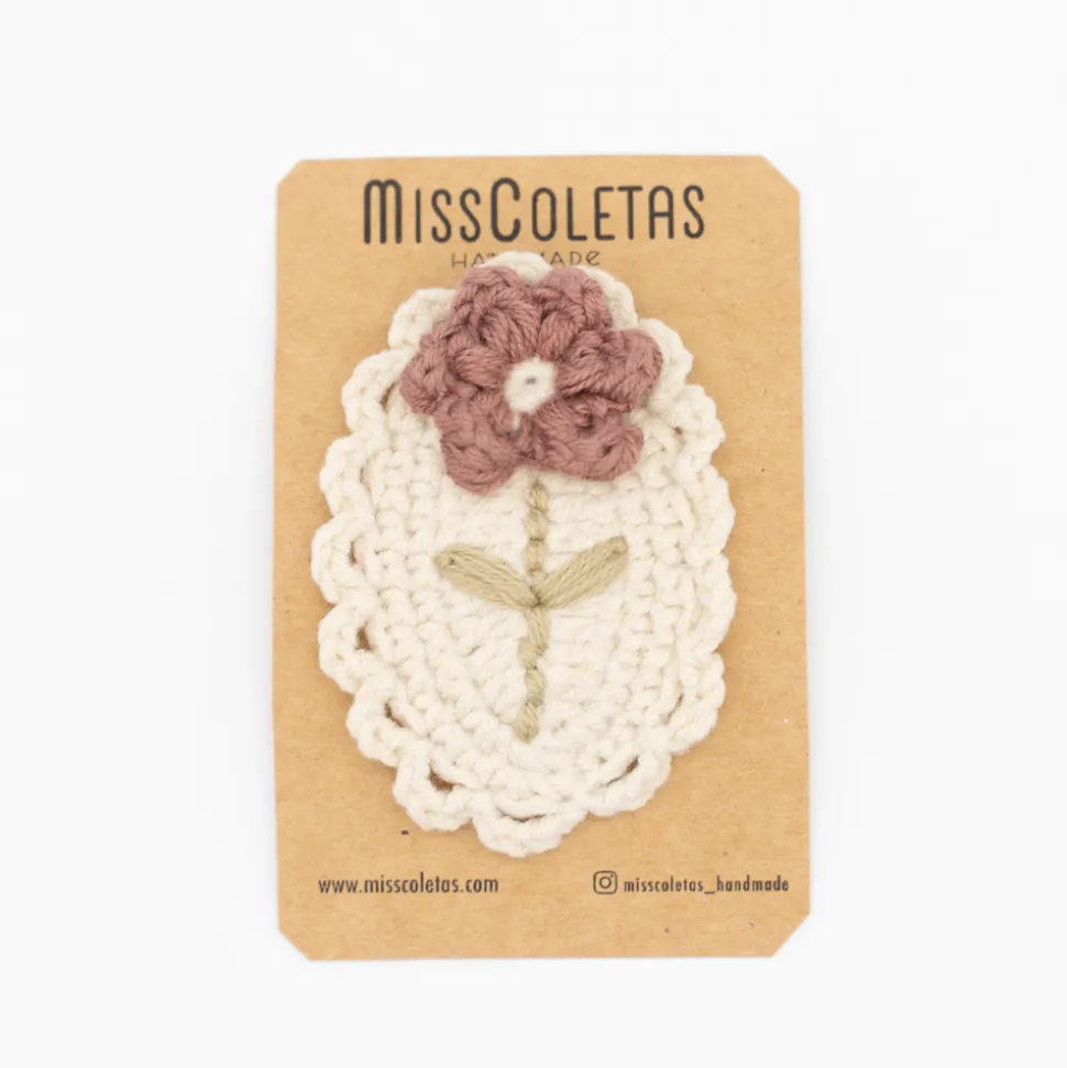 Clip crochet flor vintage mauve