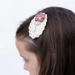 Clip crochet flor vintage mauve