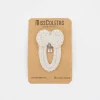 Clip forrado con lazo crochet beige piedra