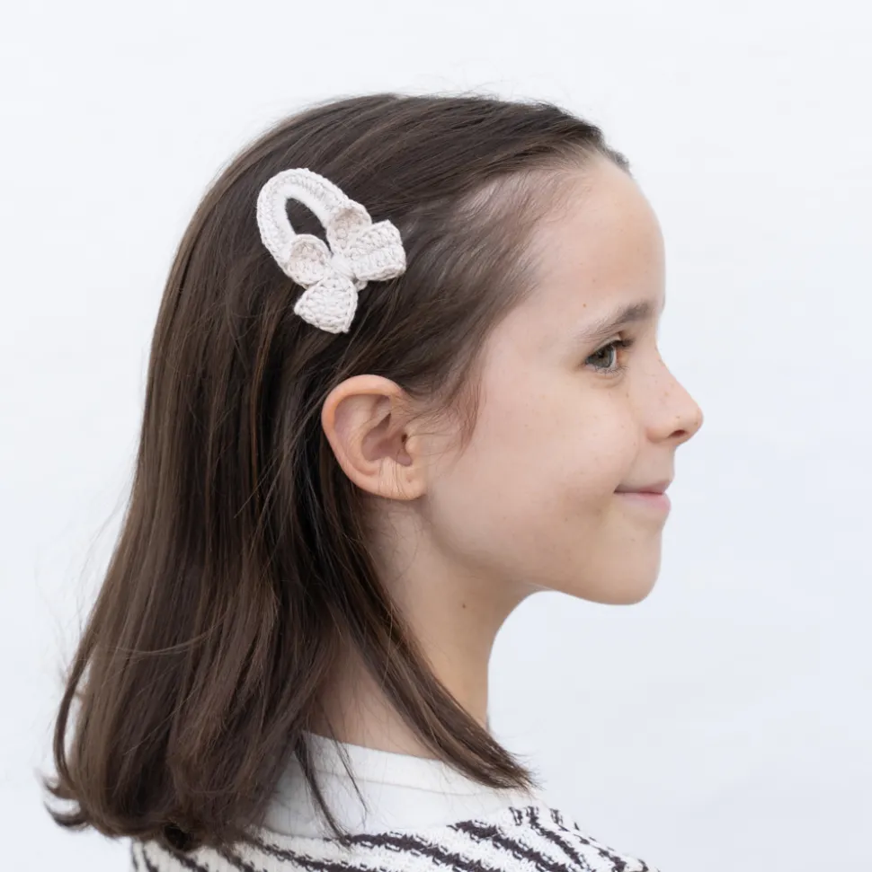 Clip lazo crochet beige