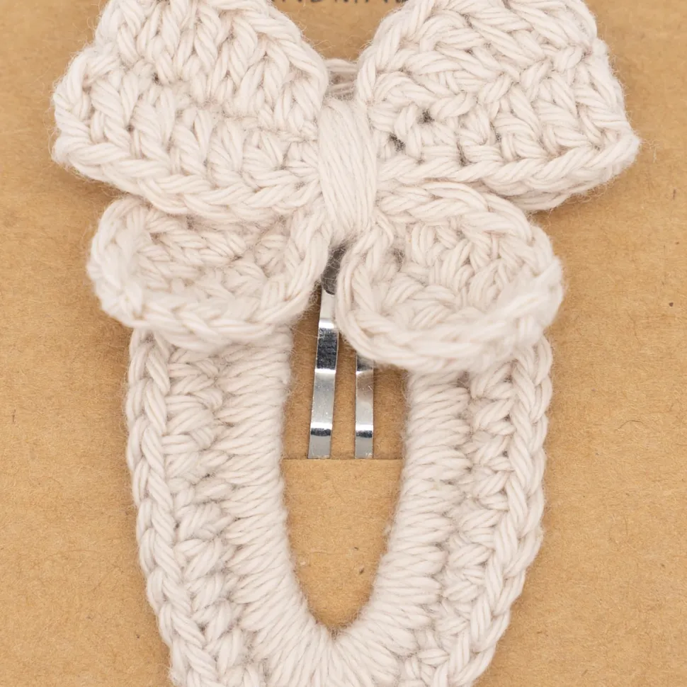 Clip lazo crochet beige