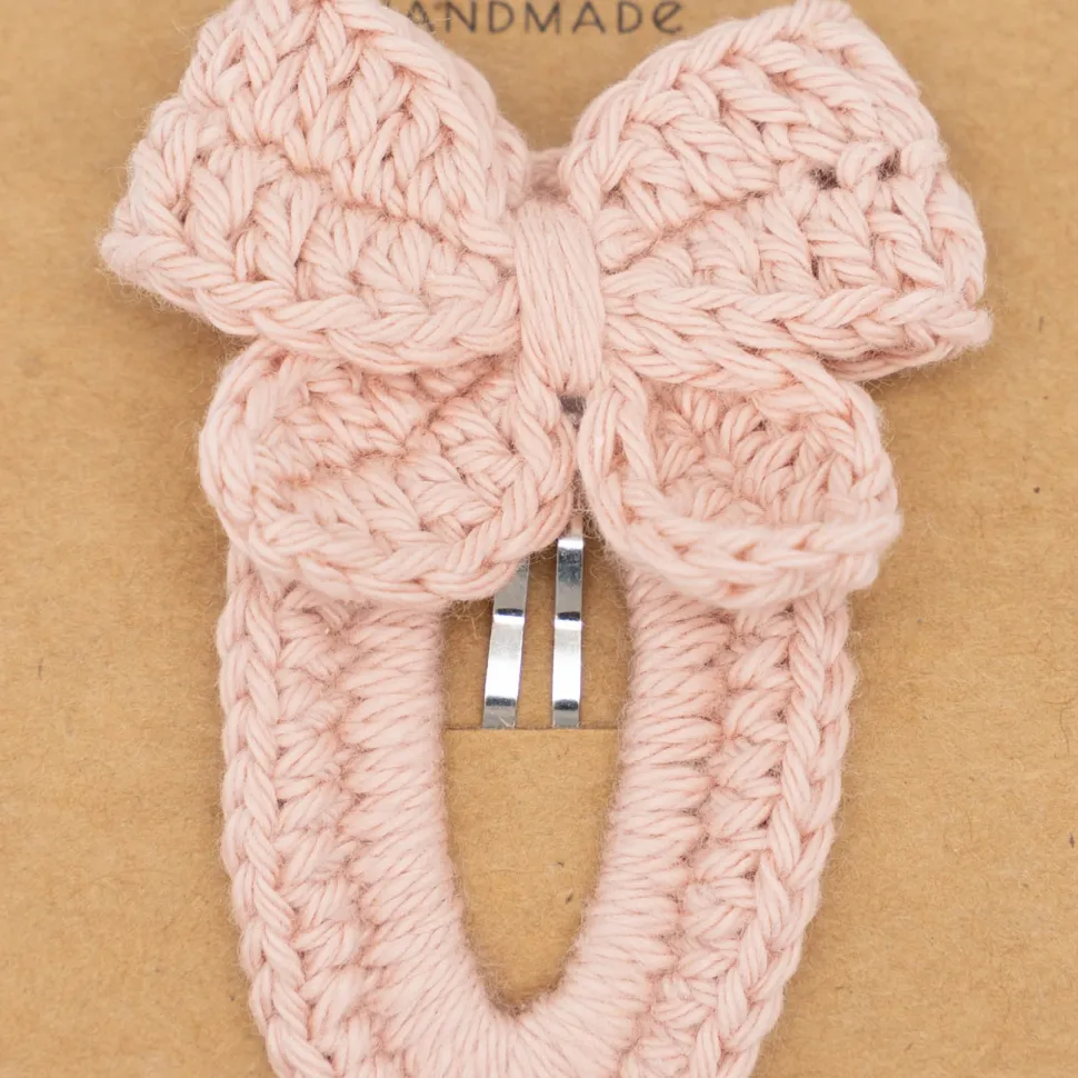 Clip lazo crochet rosa