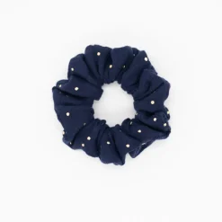 Coletero scrunchie azul marino topos dorados