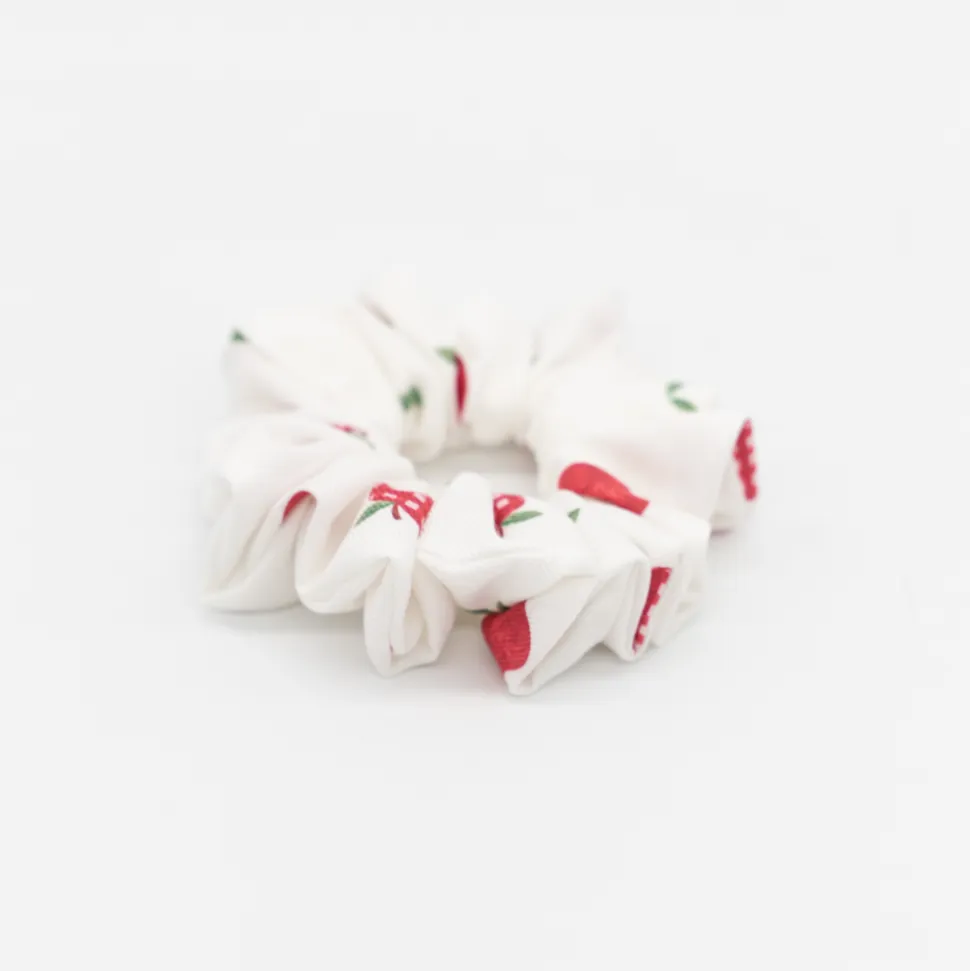 Coletero scrunchie blanco manzanas