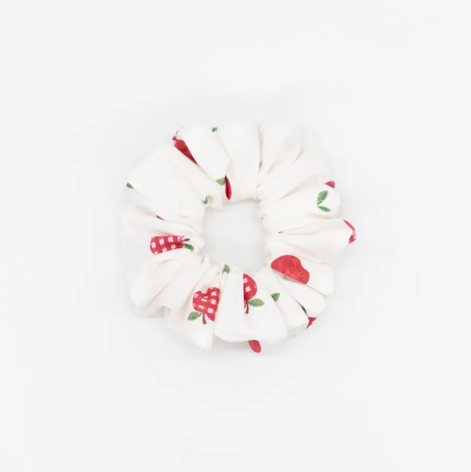Coletero scrunchie blanco manzanas
