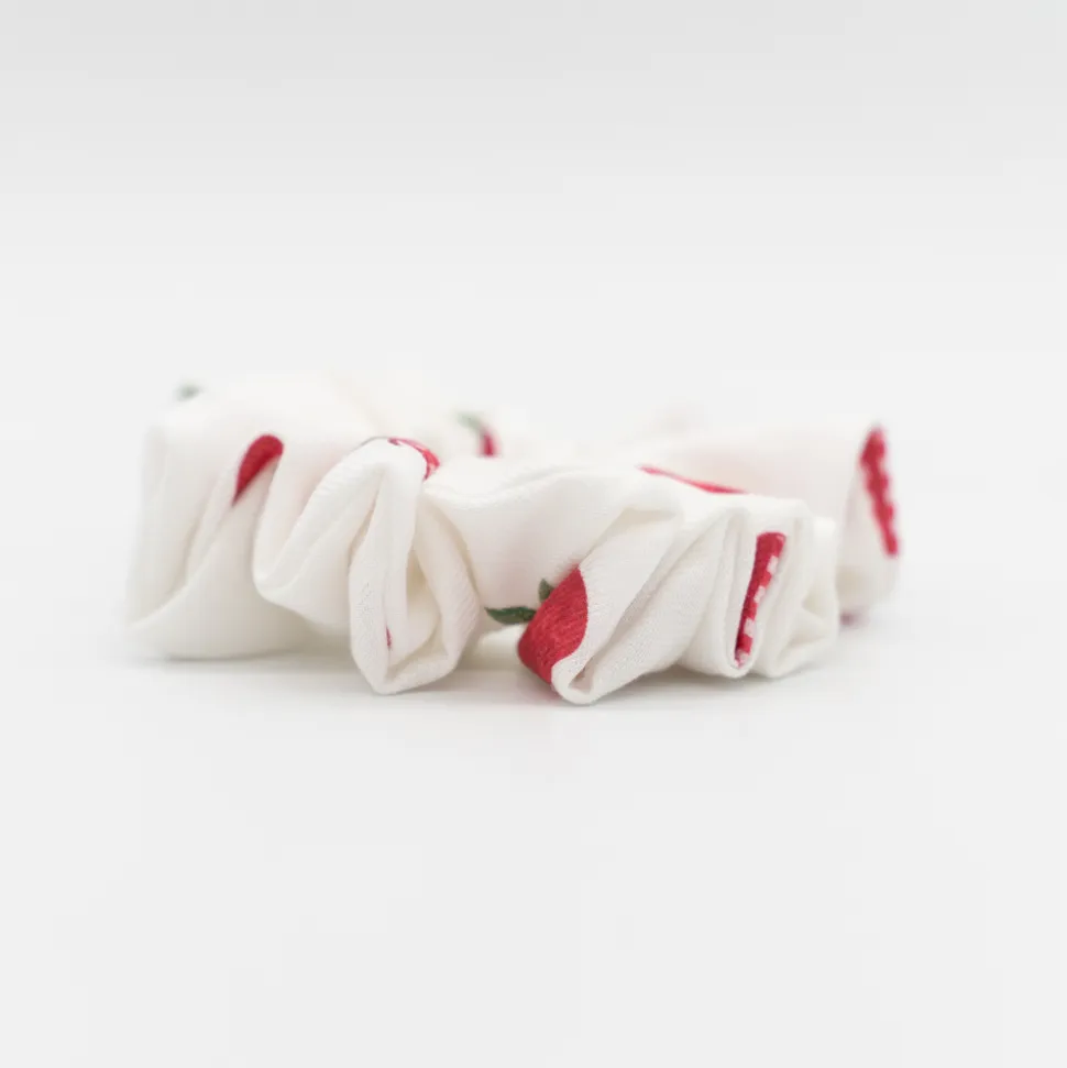 Coletero scrunchie blanco manzanas
