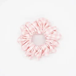 Coletero scrunchie de baño vichy rosa coral