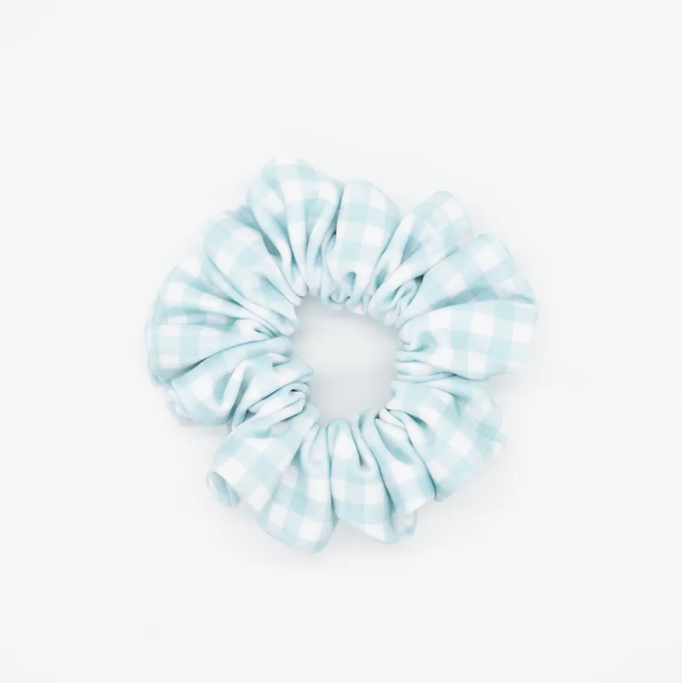 Coletero scrunchie de baño vichy azul