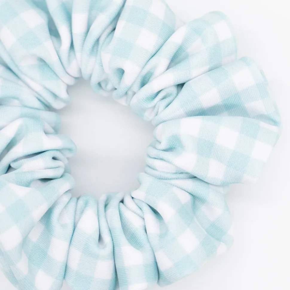 Coletero scrunchie de baño vichy azul