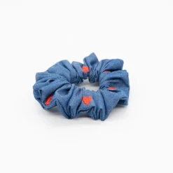 Coletero scrunchie jean corazones