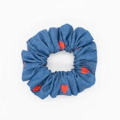 Coletero scrunchie jean corazones