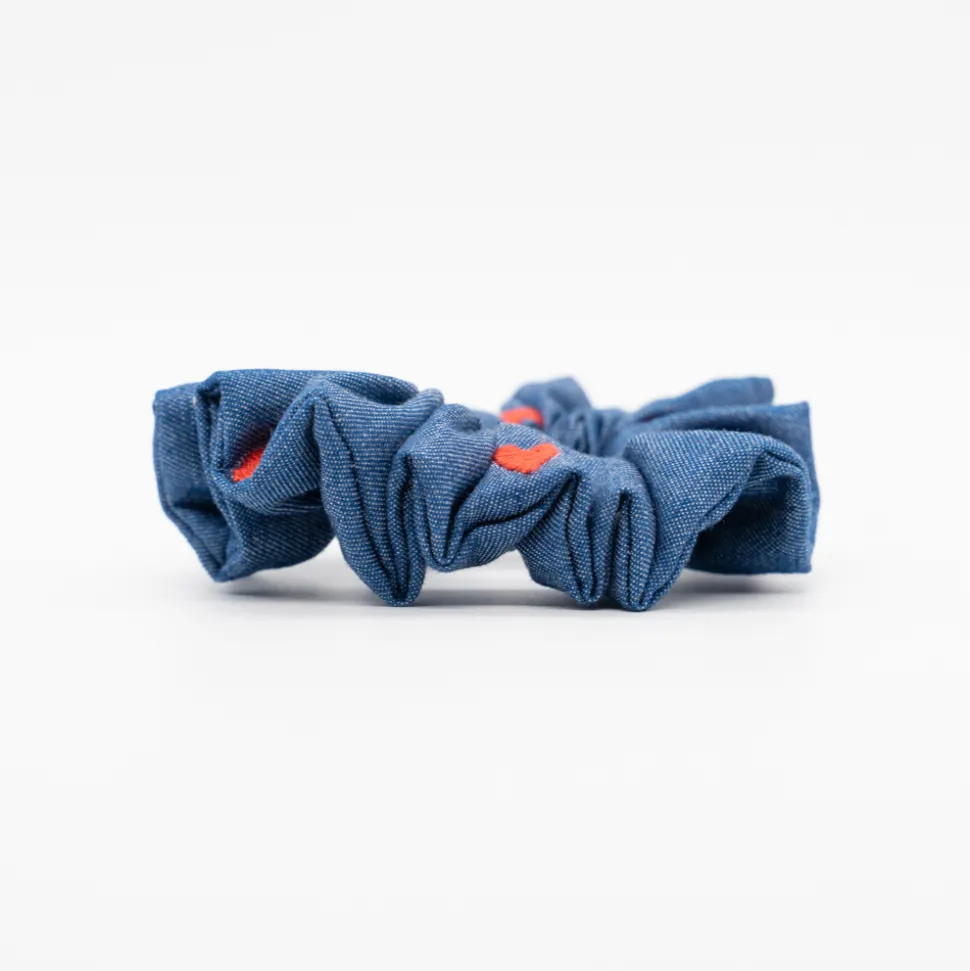 Coletero scrunchie jean corazones