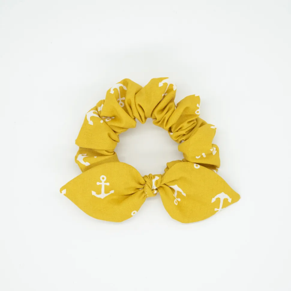 Coletero scrunchie lazo amarillo ocre anclas