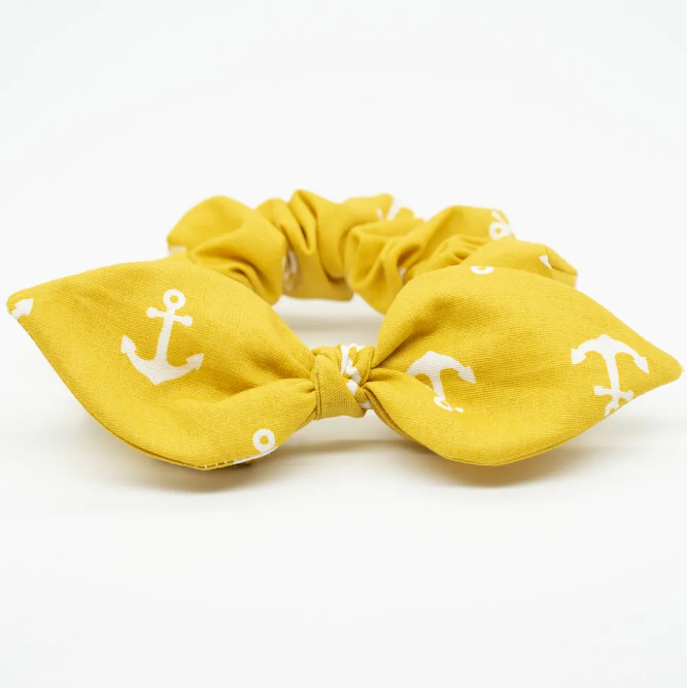 Coletero scrunchie lazo amarillo ocre anclas