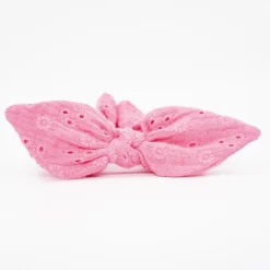 Coletero scrunchie lazo bordado fucsia