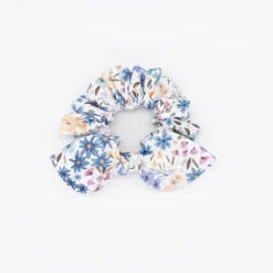 Coletero scrunchie lazo flores azul marino
