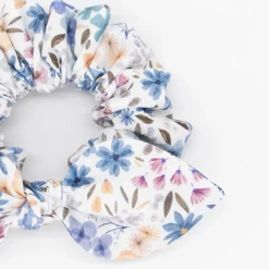 Coletero scrunchie lazo flores azul marino