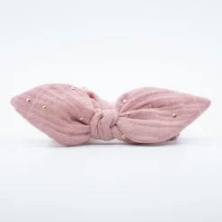Coletero scrunchie lazo gasa rosa topos oro
