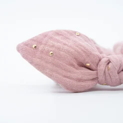 Coletero scrunchie lazo gasa rosa topos oro