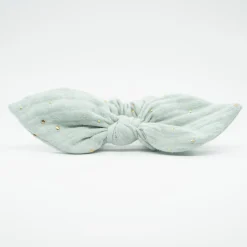 Coletero scrunchie lazo gasa verde mint topos oro