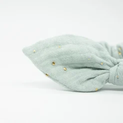 Coletero scrunchie lazo gasa verde mint topos oro