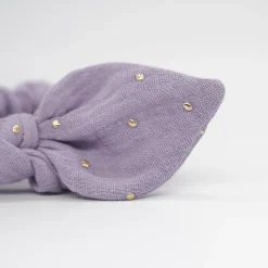 Coletero scrunchie lazo gasa malva topos oro