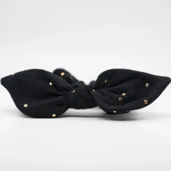 Coletero scrunchie lazo gasa negra topos oro