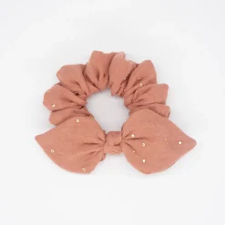 Coletero scrunchie lazo gasa naranja terracota topos oro