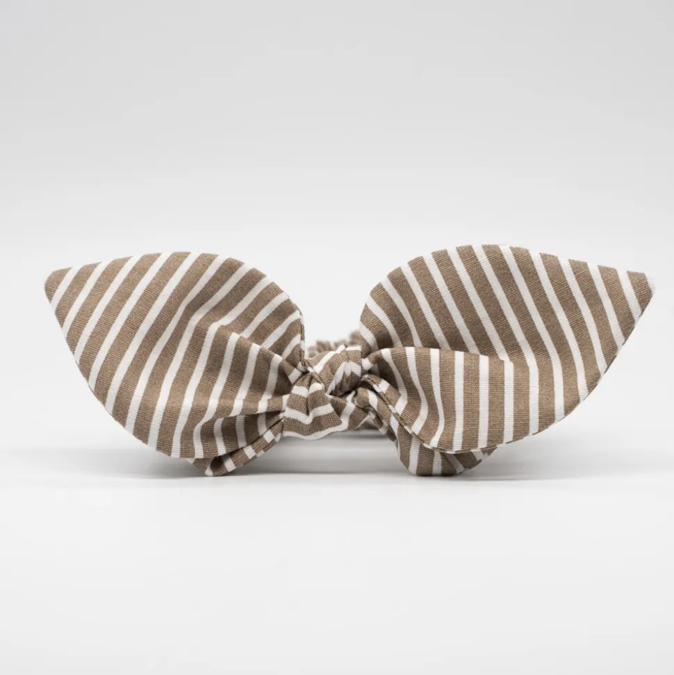 Coletero scrunchie lazo marrón rayas