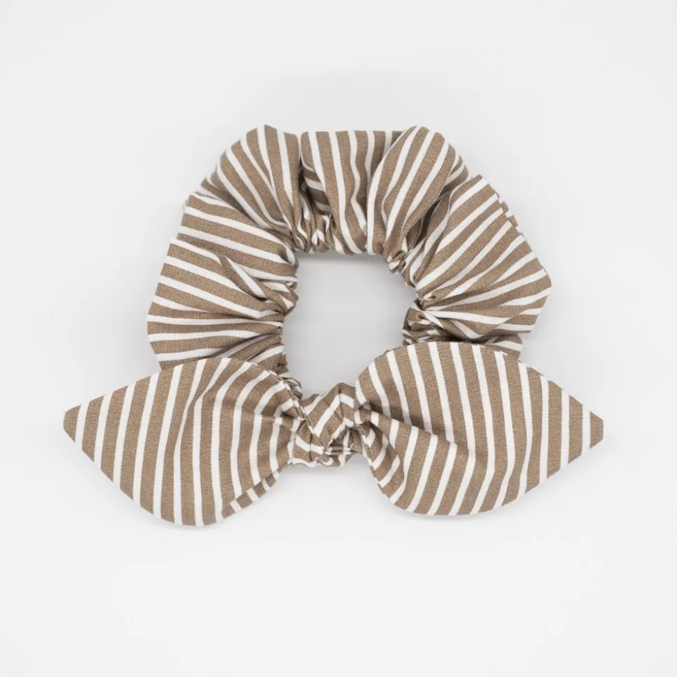 Coletero scrunchie lazo marrón rayas