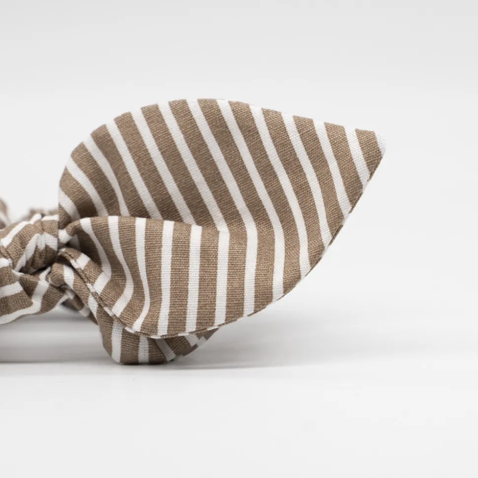 Coletero scrunchie lazo marrón rayas