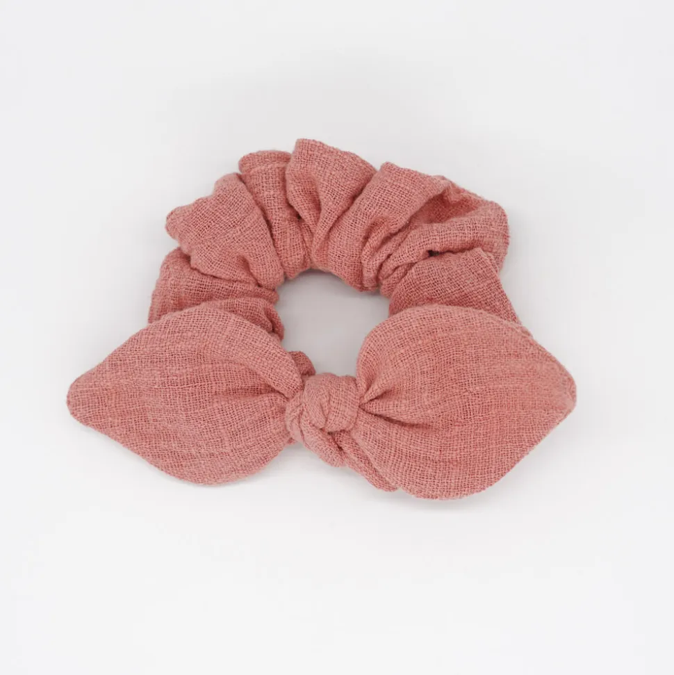 Coletero scrunchie lazo rosa rústico