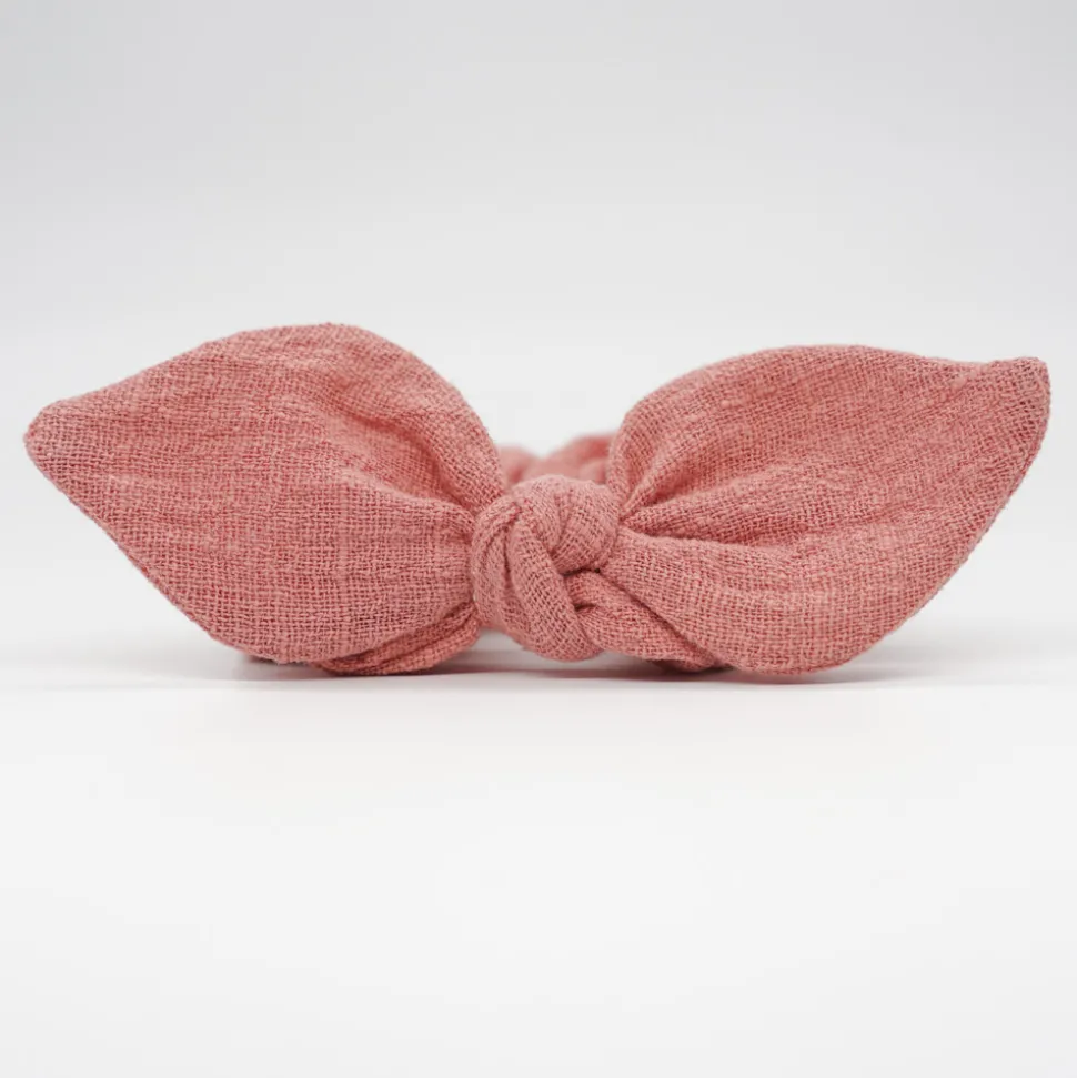 Coletero scrunchie lazo rosa rústico