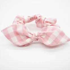 Coletero scrunchie lazo vichy rosa