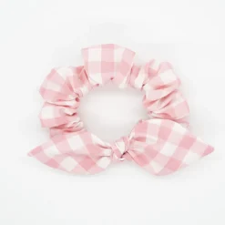 Coletero scrunchie lazo vichy rosa