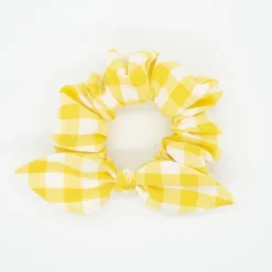 Coletero scrunchie lazo vichy amarillo