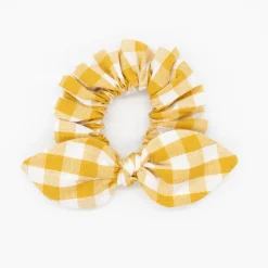 Coletero scrunchie lazo vichy amarillo ocre