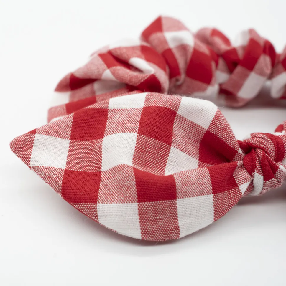 Coletero scrunchie lazo vichy rojo