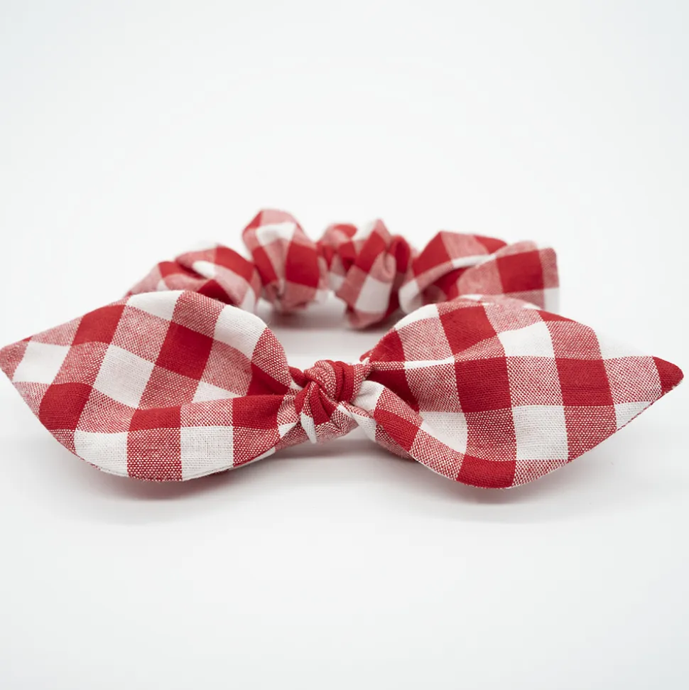 Coletero scrunchie lazo vichy rojo