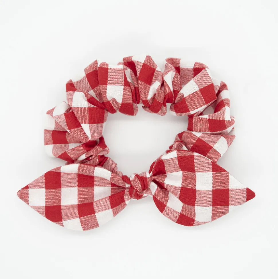 Coletero scrunchie lazo vichy rojo