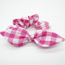 Coletero scrunchie lazo vichy fucsia