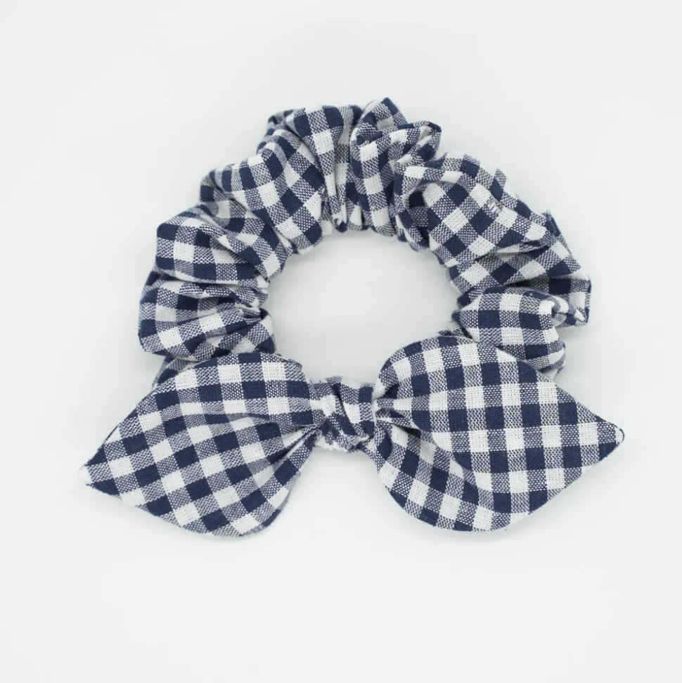 Coletero scrunchie lazo vichy azul marino
