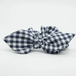Coletero scrunchie lazo vichy azul marino