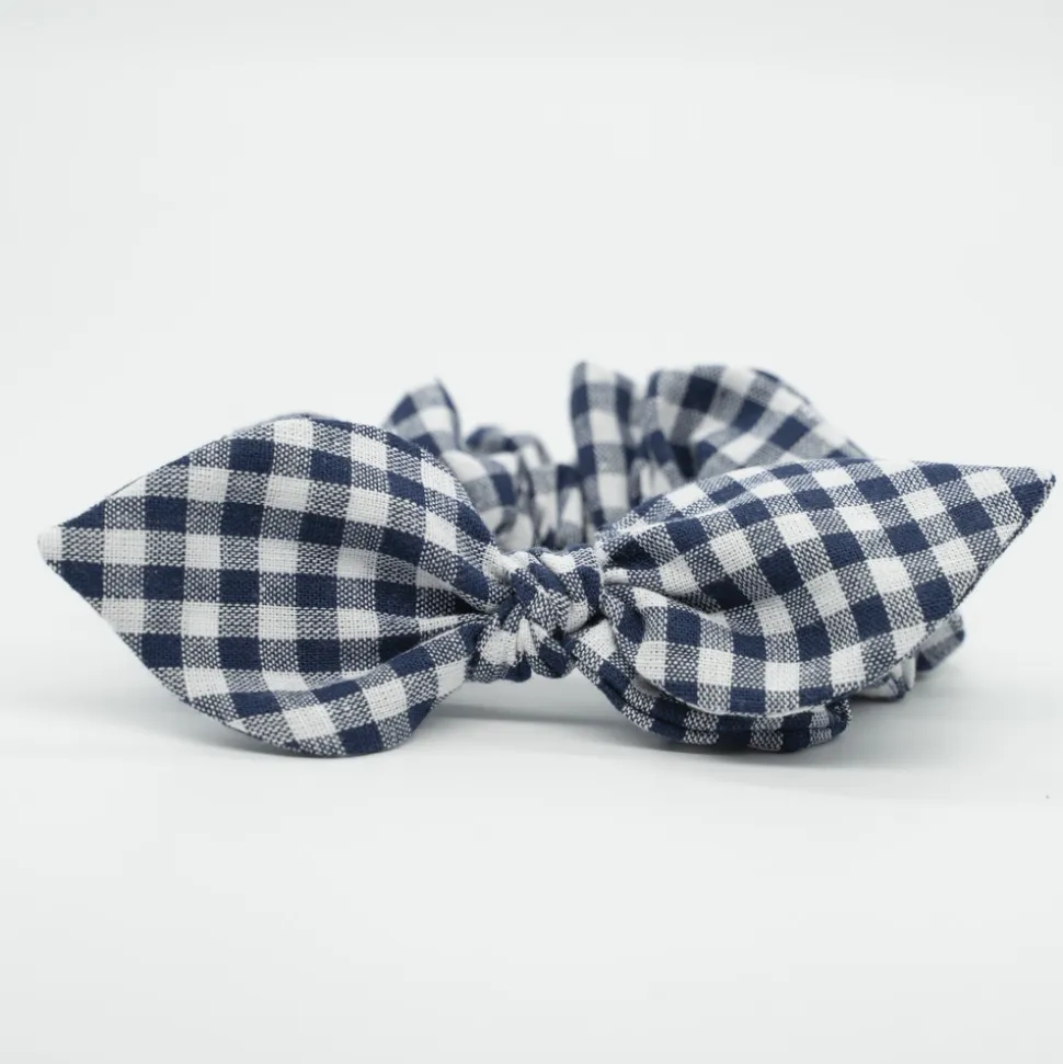 Coletero scrunchie lazo vichy azul marino