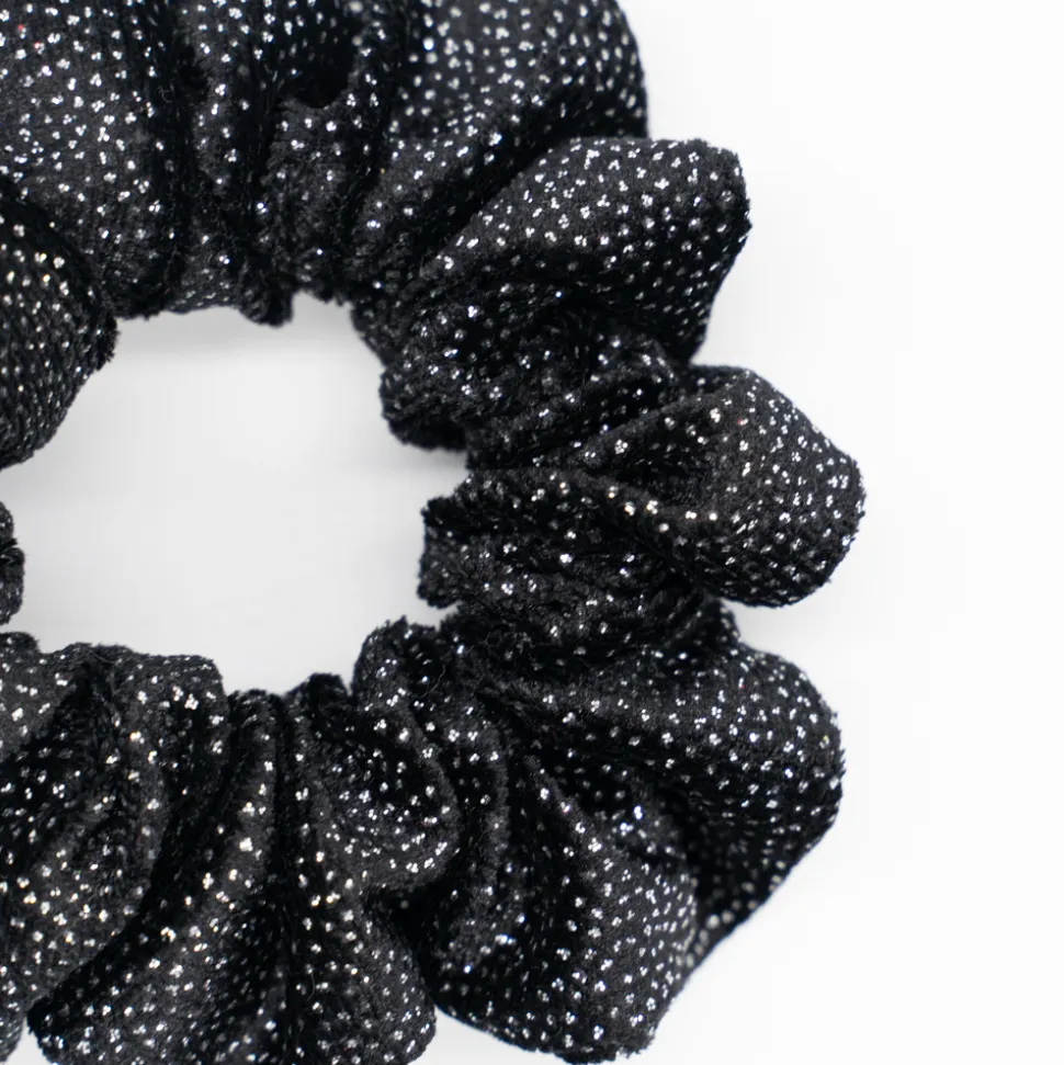 Coletero scrunchie negro brillo