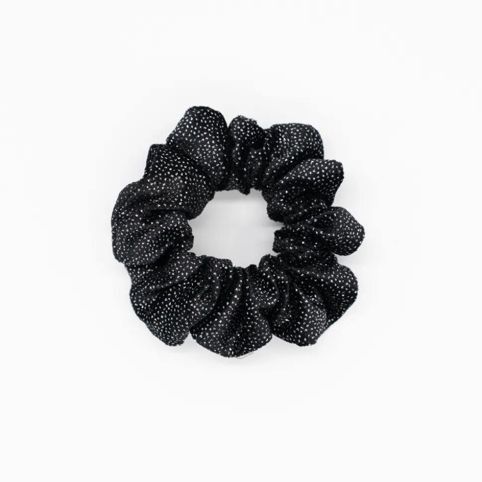 Coletero scrunchie negro brillo